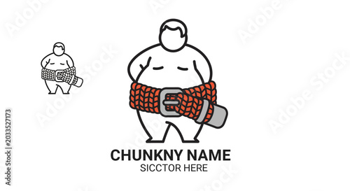 Stout Man with Large Red Belt Logo Design