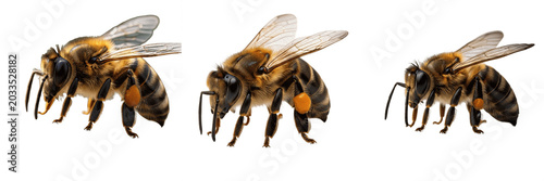 Foto Bee legs detail, Apis mellifera, hind leg pollen basket corbicula structure, Api