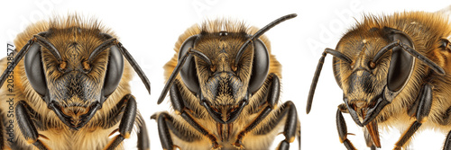 Obraz na plátně Bee head detail, Apis mellifera, chewing-lapping mouthparts assembly, Apidae fam