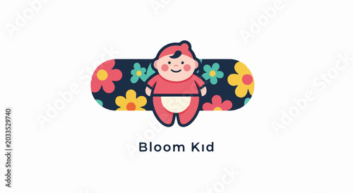Colorful Pop Art Character Border with Floral Halftone Patterns