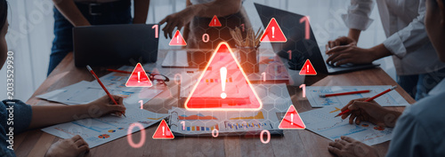 Foto Concept of a critical security warning and system error