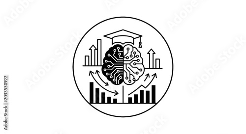 Photography Brain with graduation cap thinking.