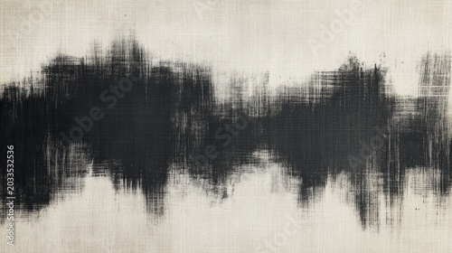 Minimal linen canvas texture with faded black ink strokes and warm ivory base. generative ai