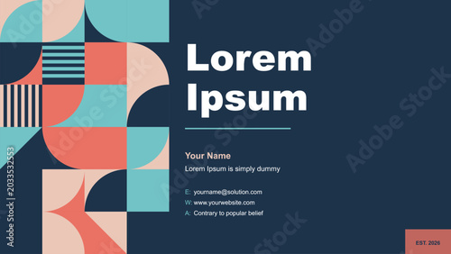 Modern Geometric Business Card Template with Bauhaus Vector Design