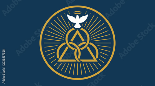 Canvastavla Sacred Trinity Symbol with Holy Dove and Golden Light