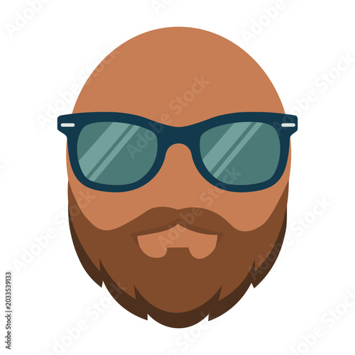 Bald Man with Beard and Sunglasses Avatar Portrait Illustration