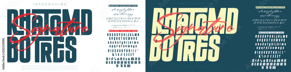 Fototapeta premium bold typeface Script or Signature and Serif font vector