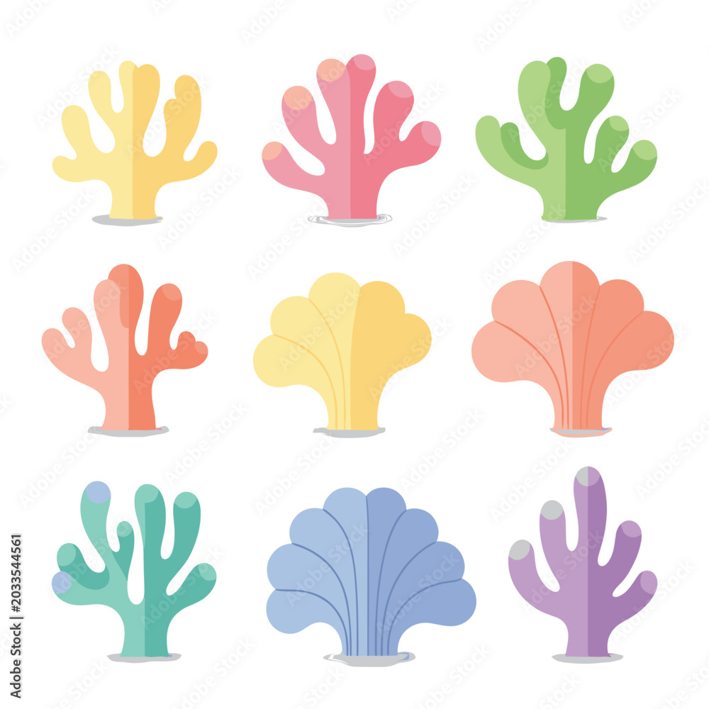 Fototapeta premium Simple Pastel Coral Shapes Flat Illustration