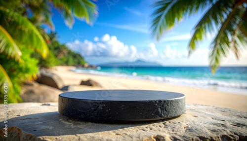A relaxed vacationer enjoys the tropical paradise, resting on a beach chair by the resort pool and ocean sand under exotic palm trees