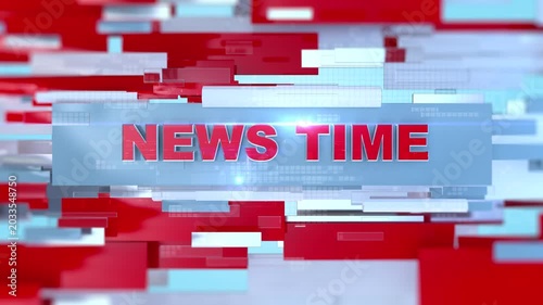 3D News Time Breaking News Opener, News Time Breaking News Intro with Red and Blue Abstract Background for International News Channel
