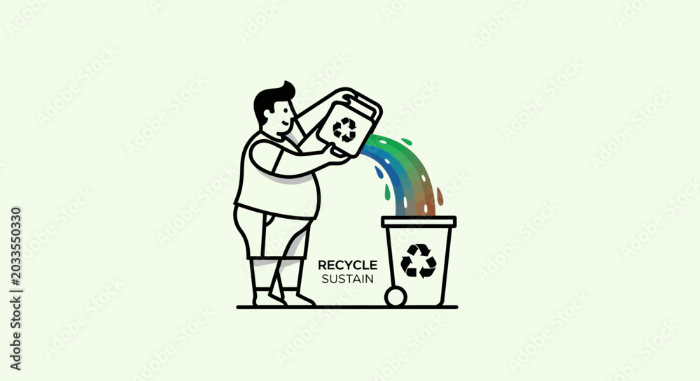 Fototapeta premium Person recycling liquid into a bin for sustainable environment