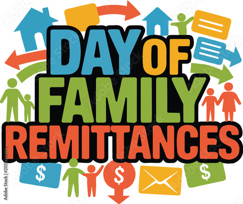 Bild auf Leinwand Day of Family Remittances Vector Illustration Isolated on White Background, Inte