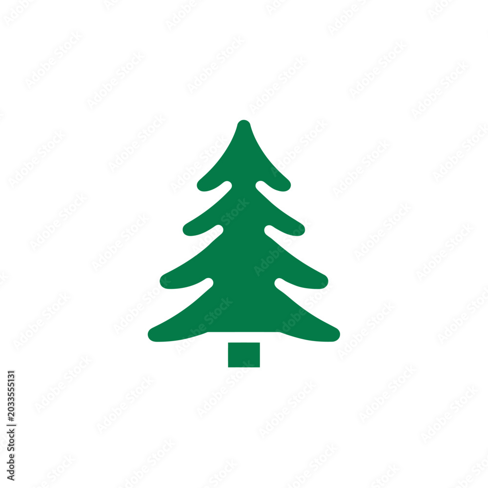 Obraz premium Green Christmas Tree Vector Icon on White Background
