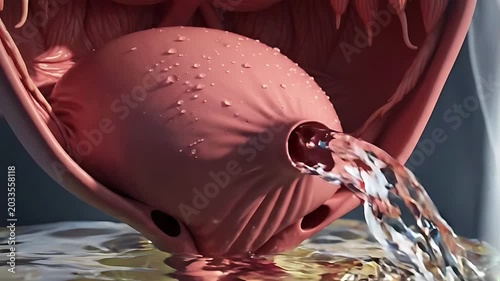  Human Bladder Urine Storage Release Muscular Wall Contraction Urology Medical Anatomy 3D Stock Video Animation