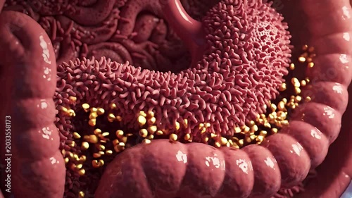  Human Digestive System Stomach Intestine Peristalsis Nutrient Absorption Medical Anatomy Gastroenterology 3D Animation