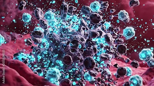 Immune Cell Attack Cancer Cell Tumor Immunotherapy Medical Microbiology 3D Cinematic Animation