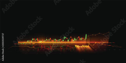 Cuadro en lienzo An abstract dark night background featuring a colorful city skyline with bright