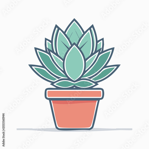 Stylized Succulent Plant in a Pot Icon