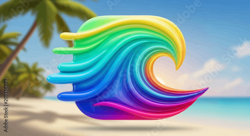 Colorful wave graphic design element.
