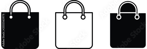 Canvas Print Collection of shopping bags icons in black and white for e-commerce and retail u