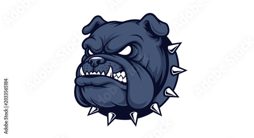 Bild auf Leinwand Angry Bulldog Head Icon with Spikes - Aggressive Dog Mascot