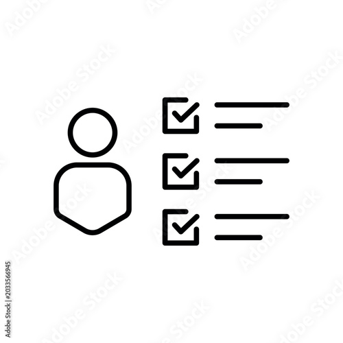 Business Concept Personal traits line icon. Human avatar, check mark qualification for Personality assessment, skill analysis logo. Editable stroke vector illustration design on white background EPS10