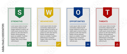 Photos Minimalist Linear SWOT analysis infographic template with 4 quadrants for busine