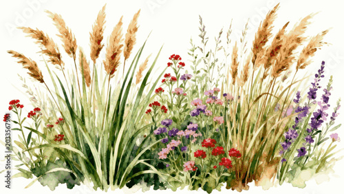 Foto Peaceful Meadow Nature’s Beauty isolated watercolor vector illustration svg