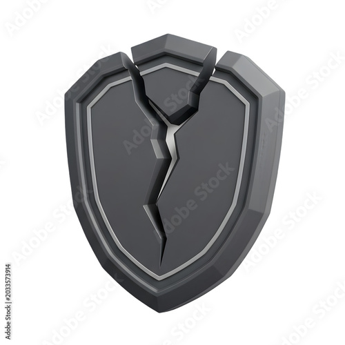 Cracked Dark Gray Shield Icon