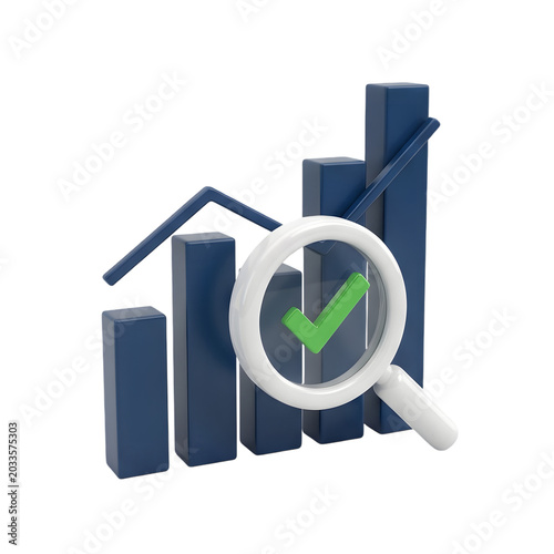 Magnifying Glass Over Growth Chart with Checkmark