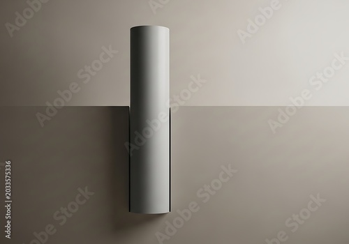 Minimalist 3D Abstract Background with Vertical Cylinder Geometric Shape