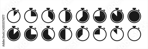 Tableau sur toile Stopwatch icon set showing different time intervals, vector illustration isolate
