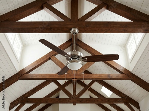 Ceiling fan isolated on a good ceiling style background good composition