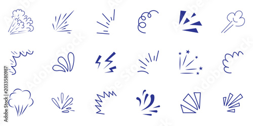 Cartoon doodle bomb explosion comic boom clouds. Hand drawn comic explosion burst star shape doodle set. eps 10