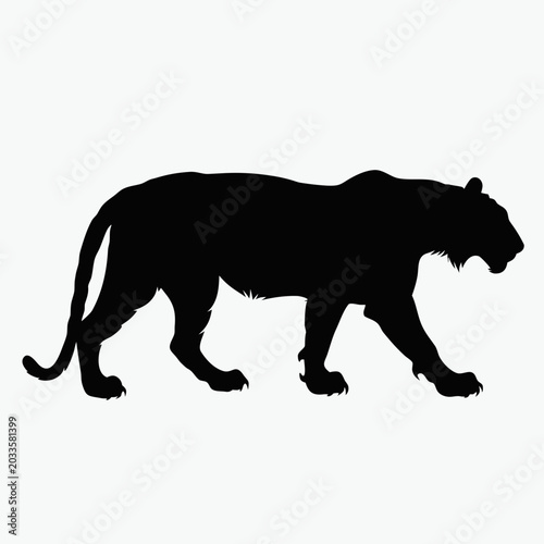 Fotografía Black Panther Silhouette, Walking Animal Icon, Wildlife Vector Graphic, Dark Mam
