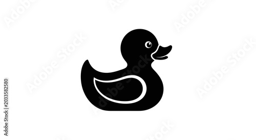Konstfotografi Black silhouette of a rubber duck on a white background