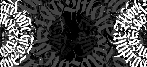 Calligraphy graffiti lettering brush background in a graffiti style. Abstract...