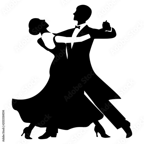 Photos 社交ダンス　スタンダードを踊る男女のシルエットイラスト