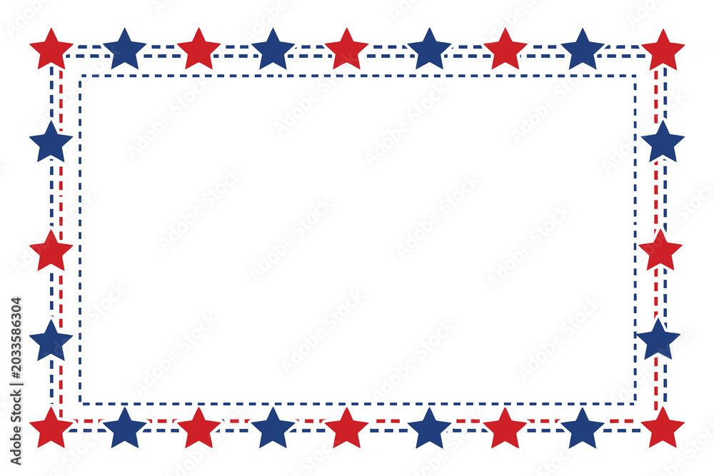 Obraz premium Patriotic border frame with red blue stars