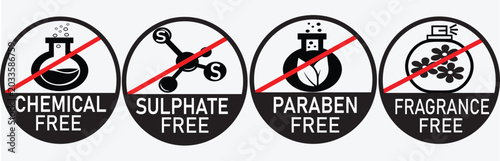 Photos Chemical Free Sulphate Free Paraben Free Fragrance Free Icons Set Vector Natural