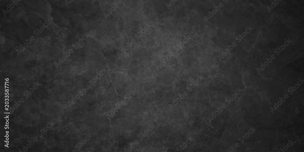 Fototapeta premium Dark charcoal grunge wall texture background. Dark black rough grunge surface with smoke edge. Black texture chalk board and black board.