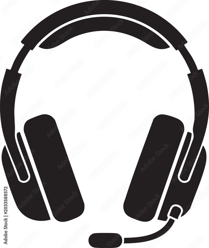 Obraz premium Headset with microphone icon microphone headphone communication