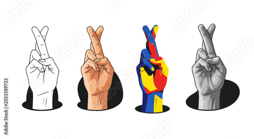 Cuadro en lienzo Fingers Crossed Good Luck Gesture Collection