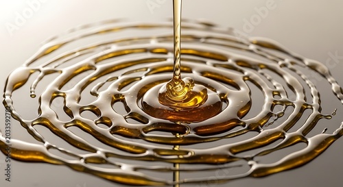 Golden liquid spiral pattern closeup.