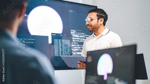 Quadro su tela Adult indian engineer programmer presentation coding AI artificial intelligence