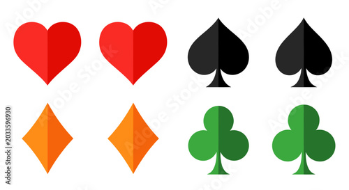 Playing Card Suits Icons - Hearts, Diamonds, Spades, Clubs