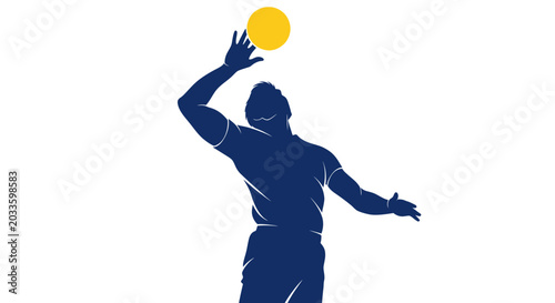 Fotografie Silhouette of a male volleyball player serving a ball, dynamic action shot