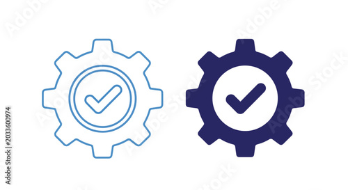 Settings gear checkmark icon: Solid vector icons - Clipart, sticker - icon set - Editable modern style icon