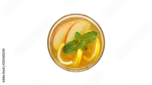 Refreshing Apple Lemonade Drink with Mint Garnish.