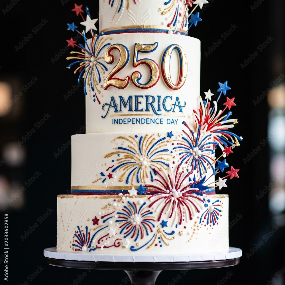 Obraz premium Luxury Bakery Photography of American Flag Inspired Celebration Cake